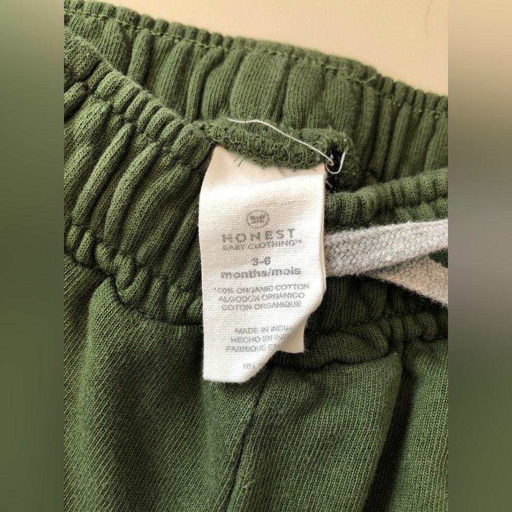 Like-new 100% organic cotton Honest Company green baby hooded sweatsuit set 3-6m - Picture 8 of 8